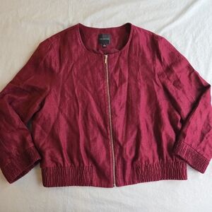 The Limited Satiny Linen Maroon Bomber Jacket Spring Vacation